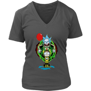 It Pennywise Rick and Morty Womens V-Neck T-Shirt