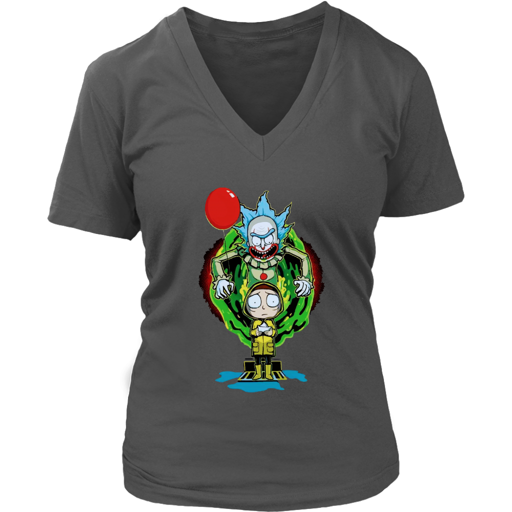 It Pennywise Rick and Morty Womens V-Neck T-Shirt