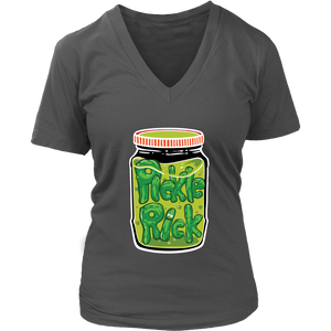 Pickle Rick Women V-Neck Shirt Rick and Morty