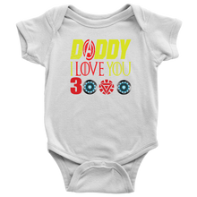 Load image into Gallery viewer, Daddy i love you 3000 onesie Baby Bodysuit Marvel avengers kids Bodysuit gift for new born mom