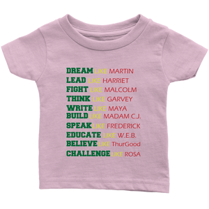 Black History Leaders Quote Infant T-Shirt Black Power Dream Like Martin Luther King Black History Month Afro Malcolm X