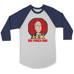 Saitama Shirt One Punch Man Canvas Unisex 3/4 Raglan Anime Clothing