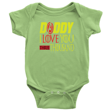 Load image into Gallery viewer, Daddy i love you 3000 onesie avengers fathers day BodySuit endgame baby Gift Marvel avengers kids Custom Baby Bodysuit gift for new born DAD