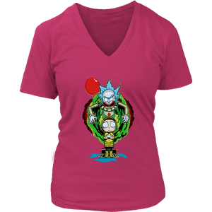 It Pennywise Rick and Morty Womens V-Neck T-Shirt