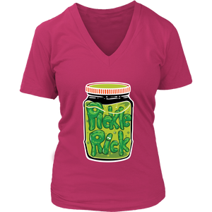 Pickle Rick Women V-Neck Shirt Rick and Morty