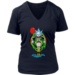 It Pennywise Rick and Morty Womens V-Neck T-Shirt