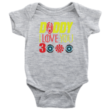 Load image into Gallery viewer, Daddy i love you 3000 onesie Baby Bodysuit Marvel avengers kids Bodysuit gift for new born mom