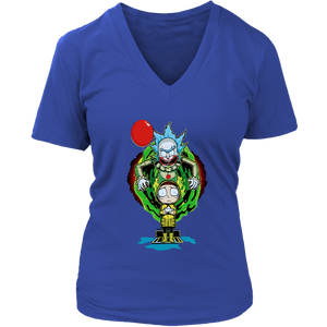 It Pennywise Rick and Morty Womens V-Neck T-Shirt