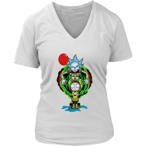 It Pennywise Rick and Morty Womens V-Neck T-Shirt