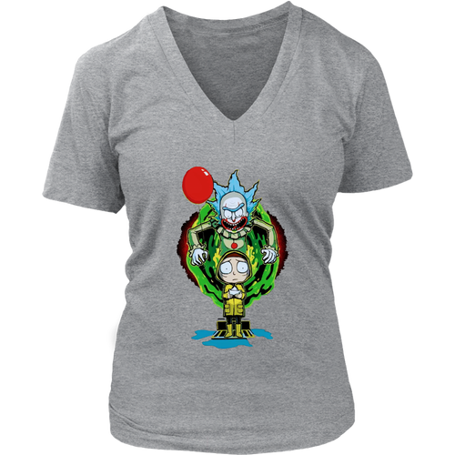 It Pennywise Rick and Morty Womens V-Neck T-Shirt