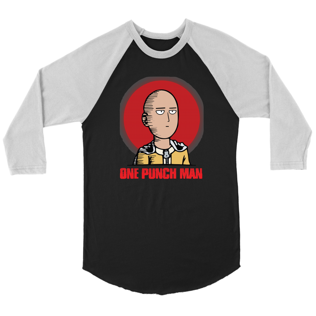 Saitama Shirt One Punch Man Canvas Unisex 3/4 Raglan Anime Clothing