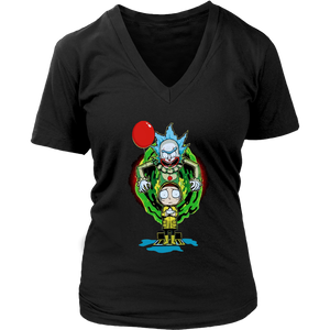 It Pennywise Rick and Morty Womens V-Neck T-Shirt