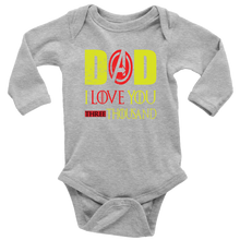 Load image into Gallery viewer, Dad i love you 3000 onesie avengers fathers day BodySuit endgame baby Gift Marvel avengers kids Custom Baby Bodysuit gift for new born mom