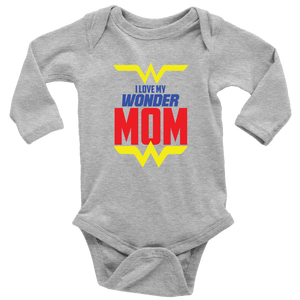 I Love My Wonder Mom Long Sleeve Baby Bodysuit Onesie Baby Boy Baby Girl Baby Announcement, Baby Shower Gift