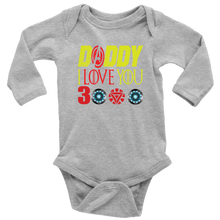 Load image into Gallery viewer, Daddy i love you 3000 onesie Infant Long Sleeve Baby Bodysuit Marvel avengers kids Bodysuit gift for new born mom