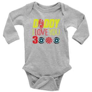 Daddy i love you 3000 onesie Infant Long Sleeve Baby Bodysuit Marvel avengers kids Bodysuit gift for new born mom