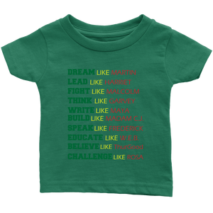 Black History Leaders Quote Infant T-Shirt Black Power Dream Like Martin Luther King Black History Month Afro Malcolm X