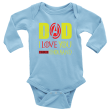 Load image into Gallery viewer, Dad i love you 3000 onesie avengers fathers day BodySuit endgame baby Gift Marvel avengers kids Custom Baby Bodysuit gift for new born mom