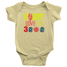 Load image into Gallery viewer, Daddy i love you 3000 onesie Baby Bodysuit Marvel avengers kids Bodysuit gift for new born mom