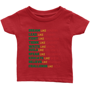 Black History Leaders Quote Infant T-Shirt Black Power Dream Like Martin Luther King Black History Month Afro Malcolm X