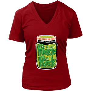 Pickle Rick Women V-Neck Shirt Rick and Morty