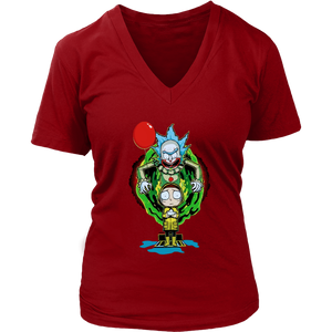 It Pennywise Rick and Morty Womens V-Neck T-Shirt