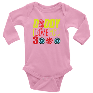 Daddy i love you 3000 onesie Infant Long Sleeve Baby Bodysuit Marvel avengers kids Bodysuit gift for new born mom