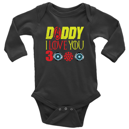 Daddy i love you 3000 onesie Infant Long Sleeve Baby Bodysuit Marvel avengers kids Bodysuit gift for new born mom