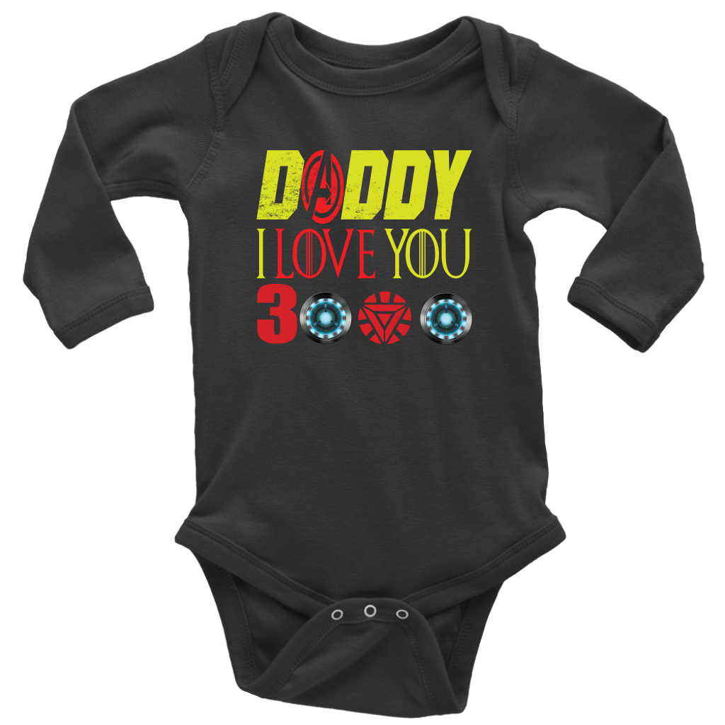 Daddy i love you 3000 onesie Infant Long Sleeve Baby Bodysuit Marvel avengers kids Bodysuit gift for new born mom