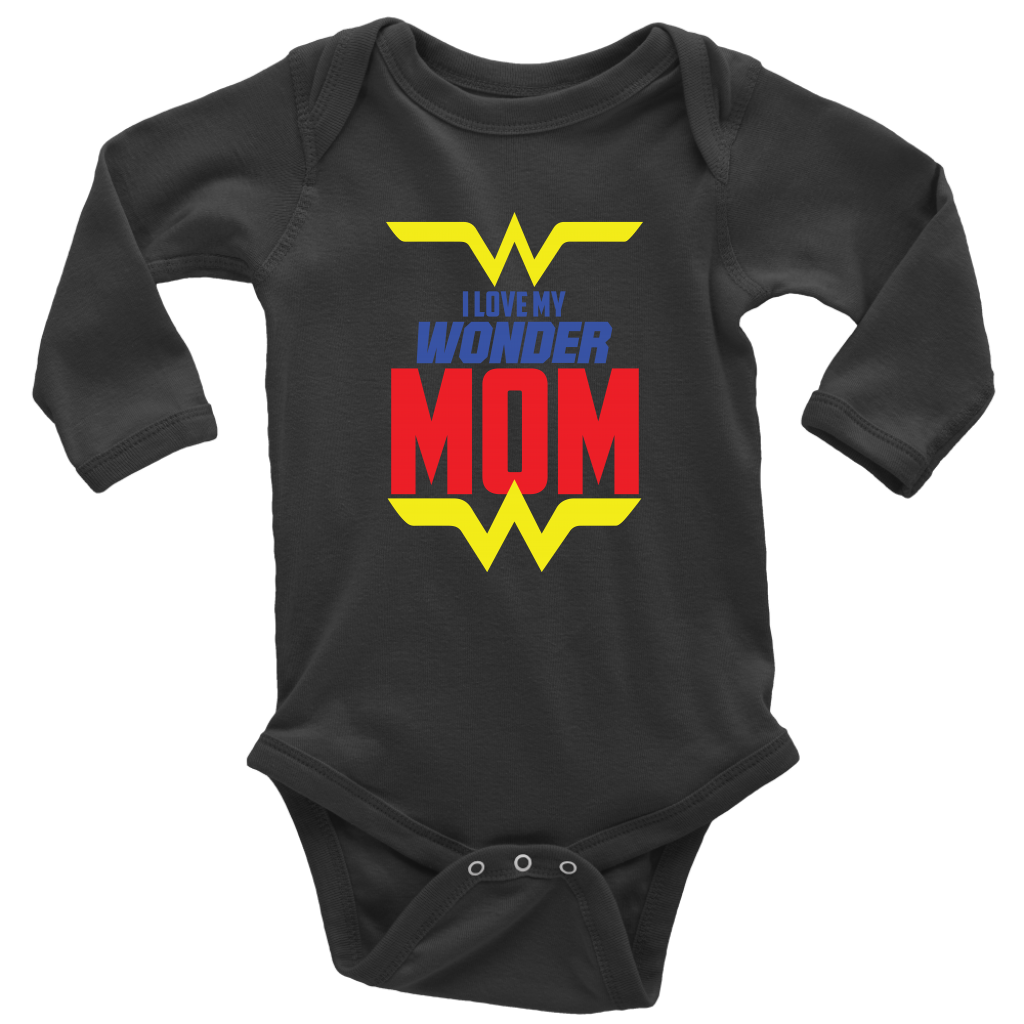 I Love My Wonder Mom Long Sleeve Baby Bodysuit Onesie Baby Boy Baby Girl Baby Announcement, Baby Shower Gift