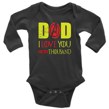 Load image into Gallery viewer, Dad i love you 3000 onesie avengers fathers day BodySuit endgame baby Gift Marvel avengers kids Custom Baby Bodysuit gift for new born mom